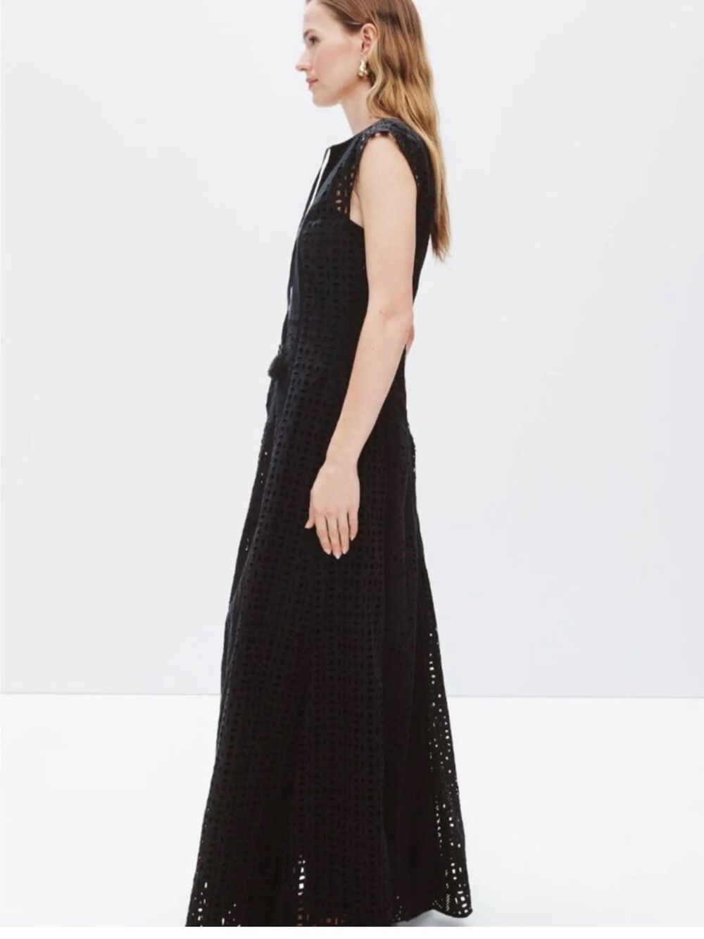 Veronica Beard Alina Cotton Eyelet Maxi Dress, Black, 0, EUC - Picture 6 of 16